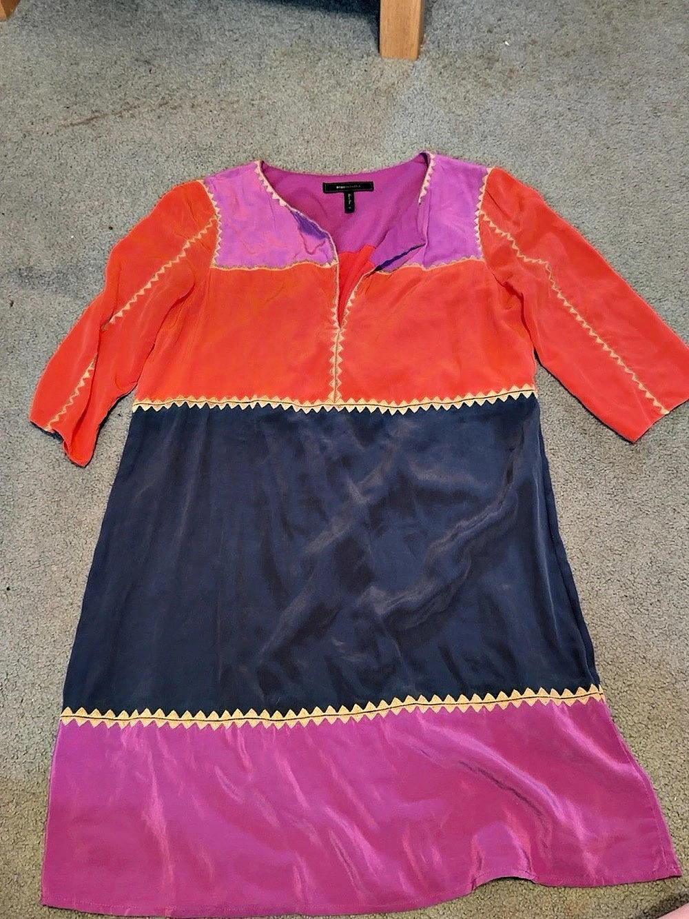 BCBGMAXAZRIA Color Block Mini Dress Pink & Blue Size Medium